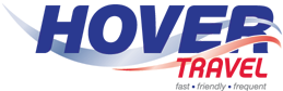 Blue and red Hovertravel Logo